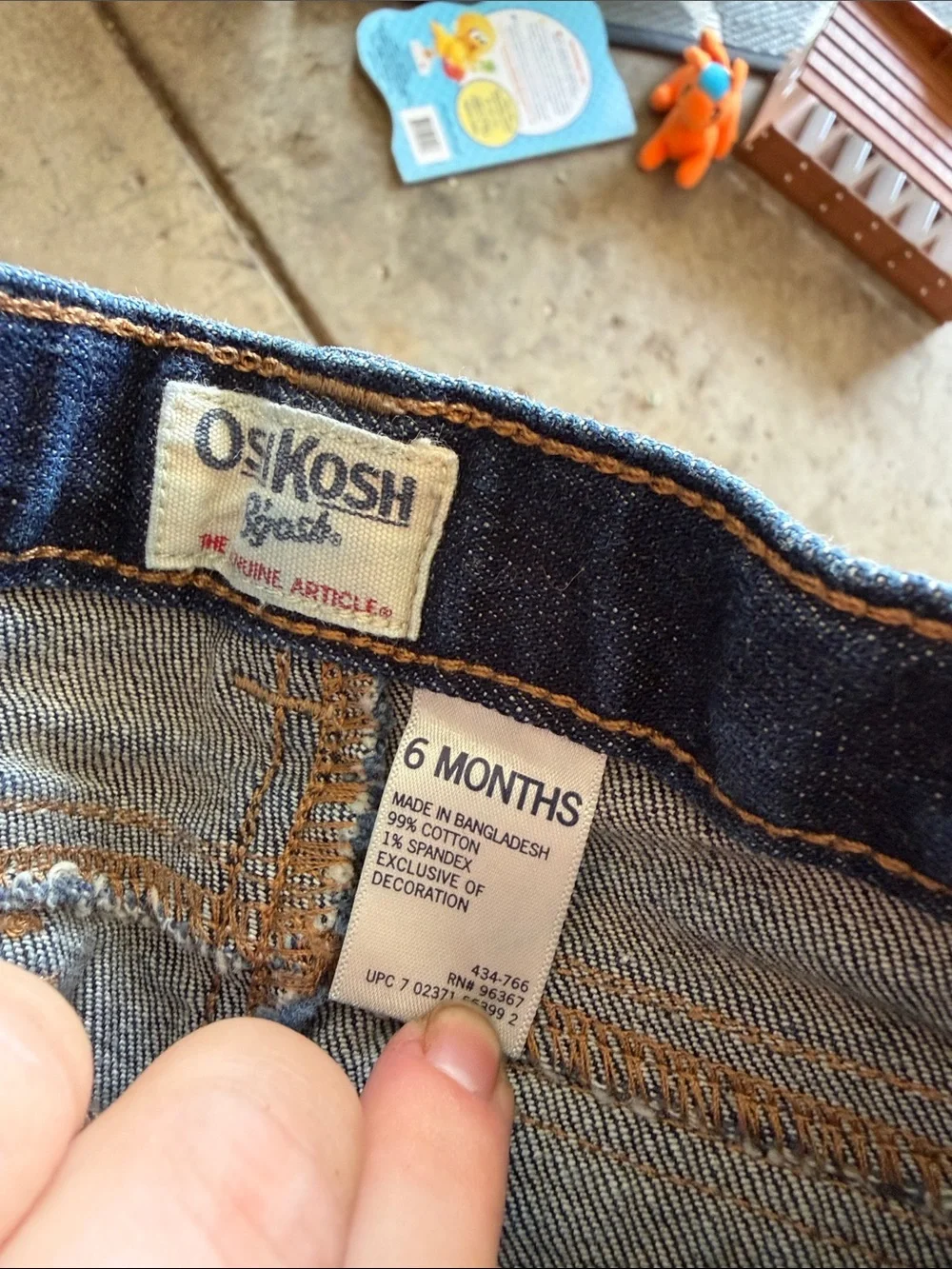 OshKosh B'gosh Dark Blue Denim Jeans with Embroidered Flowers